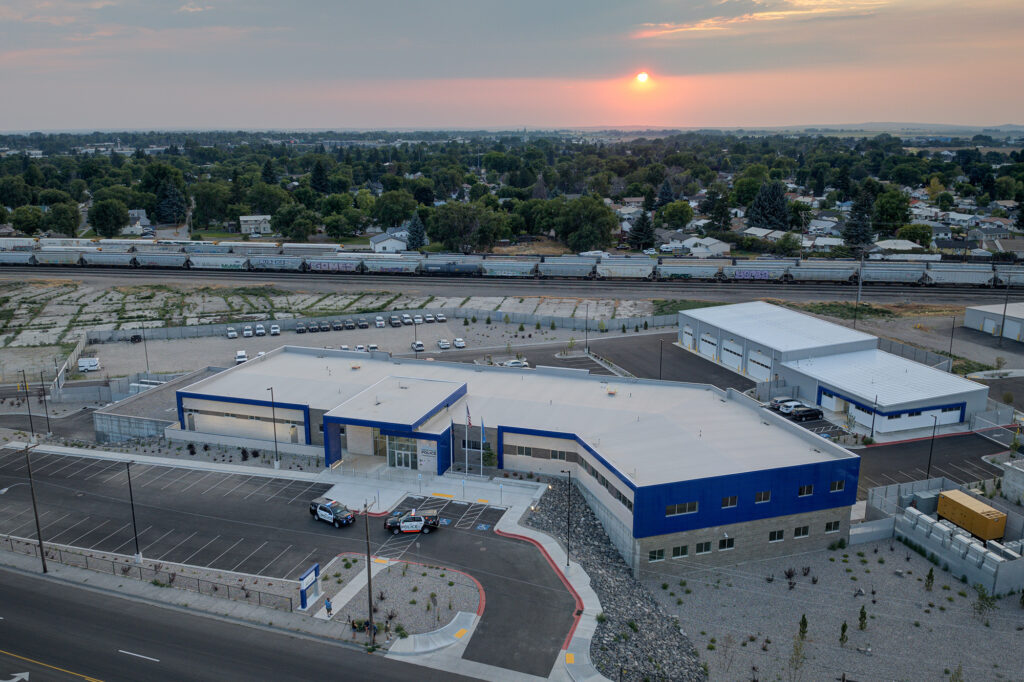 Idaho Falls Police Headquarters aerial of exterior.